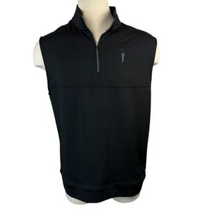 Dunning‎ Golf Vest Mens XL Black Sleeveless 1/4 Zip Pullover Athletic